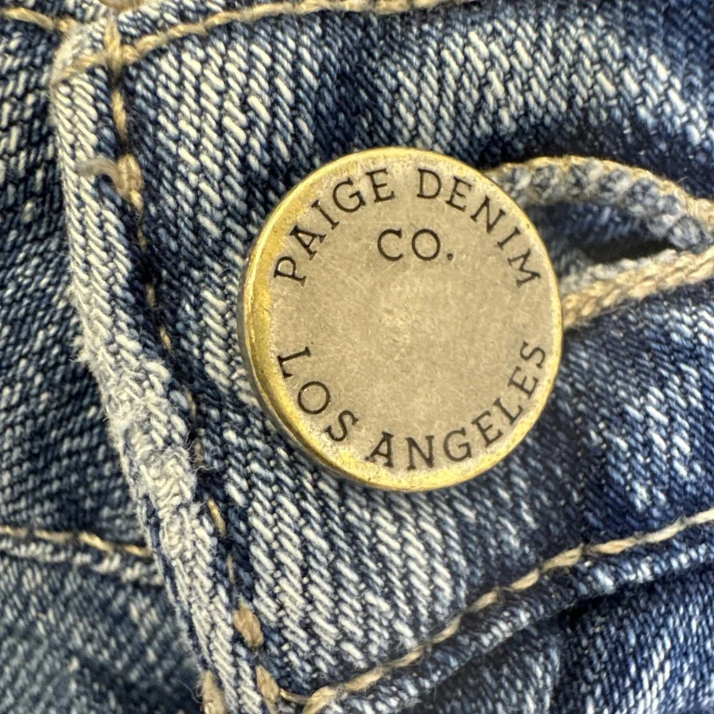 Paige Jimmy Jimmy Skinny Denim Shorts Medium Wash Raw Hem‎ Size 28